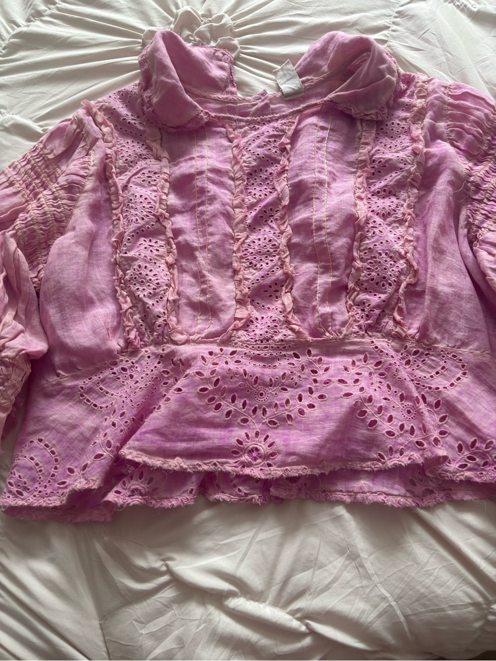 Magnolia Pearl Pink Eyelet Blouse with Patch Logo